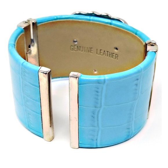 Women's Designer Leather Wrist Cuff Bracelet - Picture 4 of 4